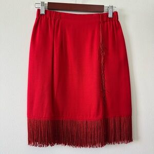 Vintage Criscione by Cache Elegant Red Fringe Flapper Skirt